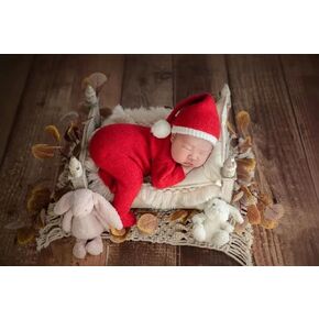 Christmas Newborn Photography Props Boy Girl Crochet Santa Claus Hat Pants in Kuwait