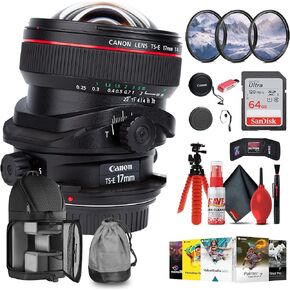 Canon TS-E 17mm f/4L Tilt-Shift Lens with 64GB Extreme Pro Card + Corel Photo Software + Flexible Tripod Card Wallet + Backpack + Cleaning Kit + Card Reader + Cap Keeper (Renewed) in Saudi Arabia