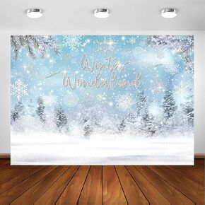 Avezano Winter Wonderland Backdrop Snowflakes Party Winter Onederland Background Winter Snow Forest Birthday Party Photoshoot Winter Wonderland Baby Shower Party Decoration (7x5ft,Blue) in Kuwait