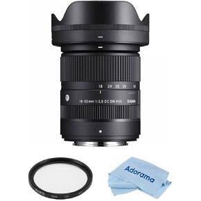 عدسة سيجما 18-50 ملم f/2.8 DC DN المعاصرة لحزمة Fujifilm X مع فلتر نحيف للأشعة فوق البنفسجية متعدد الطبقات 55 مم، قطعة قماش للتنظيف من الألياف الدقيقة in Saudi Arabia
