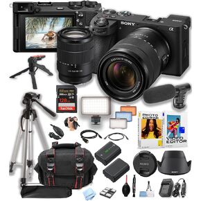 Sony a6700 Mirrorless Camera with 18-135mm Lens + 128GB Pro Speed Memory + Led Video Light + Microphone +Case + Tripod + Software Pack-Pro Video Bundle (Renewed) in Saudi Arabia