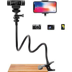 Webcam-Stand-Mount Phone Camera Desk-Clamp-Holder - 27 Inch Flexible Gooseneck Arm Mount Stand for Phone Gopro Hero Webcam C922 C930 C930e C920 Brio 4K C615 C922x C925e C920s C270 C310 in Saudi Arabia