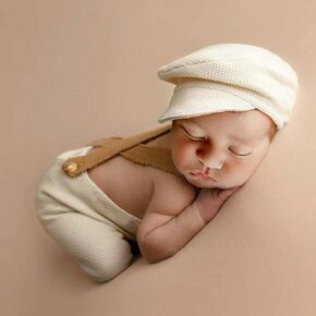 Holibeat Newborn Boy Photography Props Baby Boy Photo Shoot Outfits Infant Gentleman Romper Suits with Hat in Saudi Arabia