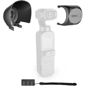 CAPART 3in1 Kit Lens Sunshade + Lens Cap + Adapter Holder with Hand Lanyard for DJI Pocket 2, Lens Protective Cap Mini Control Stick Holder in Saudi Arabia