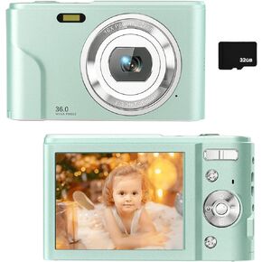 كاميرا رقمية للأطفال الأولاد والبنات - كاميرا أطفال بدقة 36 ميجابكسل مع بطاقة SD سعة 32 جيجابايت، كاميرا إلكترونية صغيرة قابلة لإعادة الشحن بدقة 1080 بكسل عالية الدقة للطلاب والمراهقين والأطفال (أخضر) in Kuwait