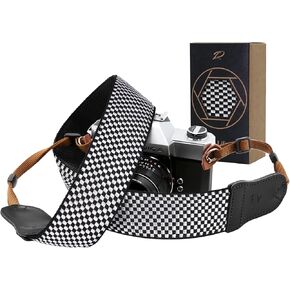 Padwa Lifestyle Camera Strap - 2" Double Layer Cowhide Head Woven Cotton Strap,Vintage Universal Neck & Shoulder Camera Straps for Photographers and All DSLR Cameras（Red Cat Animal Print）