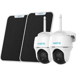 REOLINK Argus PT+لوحة شمسية - كاميرا تعمل بالطاقة الشمسية قابلة للإمالة 2K في الهواء الطلق لاسلكية لأمن المنزل، لا حاجة إلى محور، رؤية ليلية 2K، كشف ذكي، صوت ثنائي الاتجاه، دعم Alexa/Google Assistant (عبوتان) in Kuwait