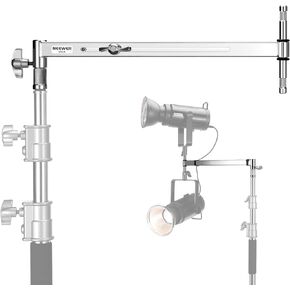 NEEWER Offset Arm with Dual 5/8" Baby Pins for LED Video Light Studio Flash, 19"-28" Extendable with 1-1/8" Junior Pin and 5/8" Receiver, 2 Threads for More C Stands Photography Light Stands, UA016