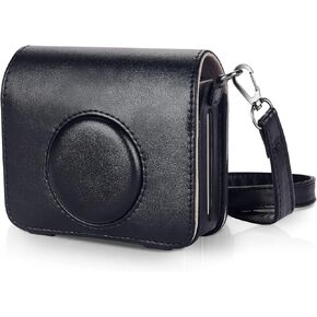 Phetium Protective Case Compatible with Fujifilm Instax Mini EVO Hybrid Instant Camera-PU Leather Bag with Adjustable Shoulder Strap (Black)