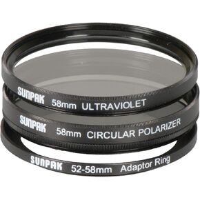 sunpak cf-5258-tw-mw 52 مم و 58 مم مرشح للأشعة فوق البنفسجية والمواد cpl (مجموعة باللون الأسود) in Kuwait