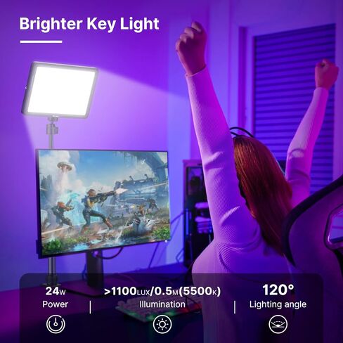 جوسمو مصباح اضاءة LED احترافي K22 بقدرة 24 واط مع جهاز تحكم عن بعد للفيديو والمؤتمرات في المنزل والمكتب، CRI95+ 2500K-9000K سطوع قابل للتعديل، يدعم استخدام بطارية NP-F in Kuwait