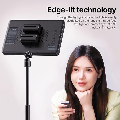 جوسمو مصباح اضاءة LED احترافي K22 بقدرة 24 واط مع جهاز تحكم عن بعد للفيديو والمؤتمرات في المنزل والمكتب، CRI95+ 2500K-9000K سطوع قابل للتعديل، يدعم استخدام بطارية NP-F in Kuwait