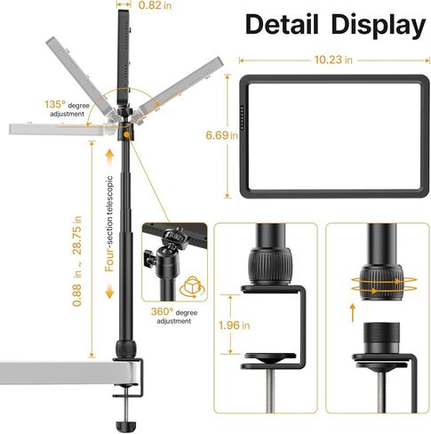 جوسمو مصباح اضاءة LED احترافي K22 بقدرة 24 واط مع جهاز تحكم عن بعد للفيديو والمؤتمرات في المنزل والمكتب، CRI95+ 2500K-9000K سطوع قابل للتعديل، يدعم استخدام بطارية NP-F in Kuwait