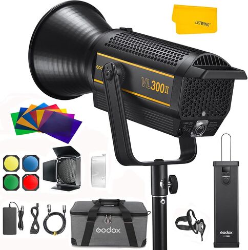 Godox VL300 II LED Video Light, 320W 5600K Daylight-Balanced Bowens Mount Continuous Video Light,CRI 96 TLCI 96 0-100% Dimming,16 Groups 32 Channels,2.4GHz Wireless Bluetooth Control(VL300 Upgraded) in Saudi Arabia