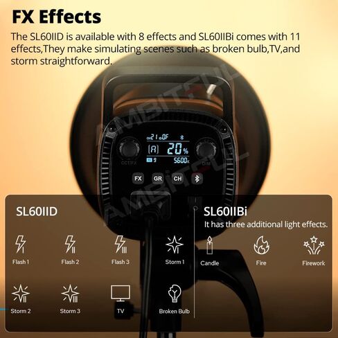 غودوكس مصباح فيديو SL60II-Bi SL-60W CRI 96+ مطور TLCI 97+، ضوء فيديو LED ثنائي اللون ضوء نهاري مستمر 2800-6500 كلفن بحد اقصى 75 واط بوينز ماونت مع تحكم عن طريق التطبيق الجديد مع 11-FX + جهاز تحكم عن in Kuwait