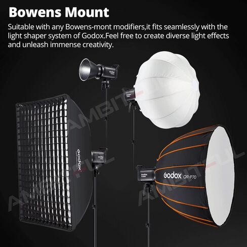 غودوكس مصباح فيديو SL60II-Bi SL-60W CRI 96+ مطور TLCI 97+، ضوء فيديو LED ثنائي اللون ضوء نهاري مستمر 2800-6500 كلفن بحد اقصى 75 واط بوينز ماونت مع تحكم عن طريق التطبيق الجديد مع 11-FX + جهاز تحكم عن in Kuwait