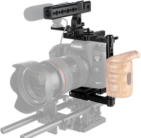 قفص كاميرا NICEYRIG Universal DSLR مع مقبض مرن متوافق مع هاتف Canon 5D Mark IV 7D 80D متوافق مع Nikon D800E D800 D750 متوافق مع هاتف Panasonic GH5s متوافق مع هاتف Sony A7III A7RII A9 in Saudi Arabia