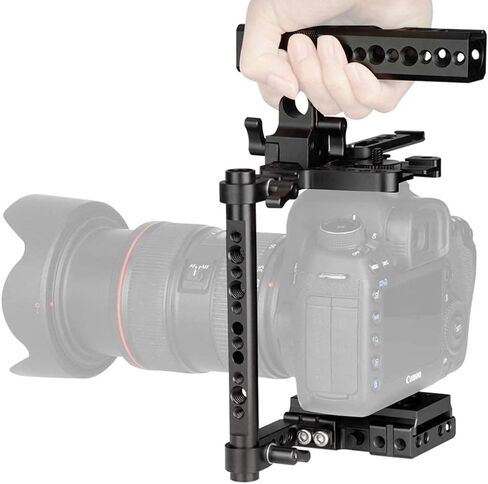 قفص كاميرا NICEYRIG Universal DSLR مع مقبض مرن متوافق مع هاتف Canon 5D Mark IV 7D 80D متوافق مع Nikon D800E D800 D750 متوافق مع هاتف Panasonic GH5s متوافق مع هاتف Sony A7III A7RII A9 in Saudi Arabia