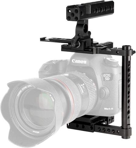 قفص كاميرا NICEYRIG Universal DSLR مع مقبض مرن متوافق مع هاتف Canon 5D Mark IV 7D 80D متوافق مع Nikon D800E D800 D750 متوافق مع هاتف Panasonic GH5s متوافق مع هاتف Sony A7III A7RII A9 in Saudi Arabia