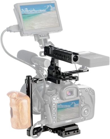 قفص كاميرا NICEYRIG Universal DSLR مع مقبض مرن متوافق مع هاتف Canon 5D Mark IV 7D 80D متوافق مع Nikon D800E D800 D750 متوافق مع هاتف Panasonic GH5s متوافق مع هاتف Sony A7III A7RII A9 in Saudi Arabia