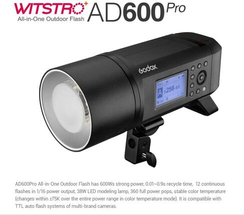 فلاش Godox AD600 Pro AD600Pro Godox Flash لكاميرا Nikon Canon Sony Fujifilm Olympus Panasonic، HSS 1/8000s نظام Godox 2.4G اللاسلكي X المدمج، فلاش خارجي 600Ws TTL مع بطارية ليثيوم أيون ستروب in Saudi Arabia