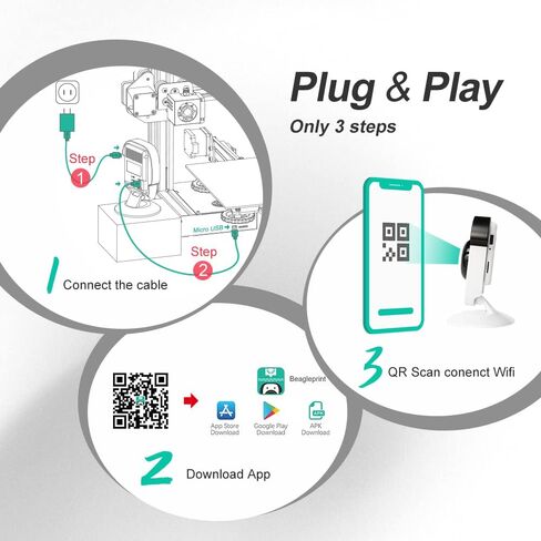 كاميرا Mintion Beagle للطابعة ثلاثية الأبعاد، وكاميرا Beagle مع مراقبة عن بعد، واتصال WiFi وبطاقة Micro SD 32G، التوصيل والتشغيل، ودعم الكمبيوتر/التطبيق، وإنشاء فيديو بفاصل زمني تلقائيًا in Kuwait