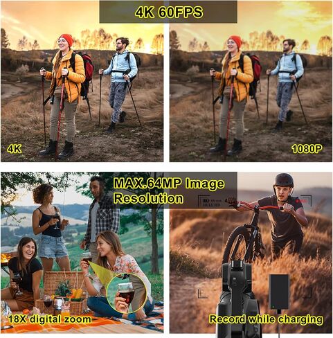 كاميرا فيديو FaYkes، كاميرا فيديو UHD 4K 64 ميجابكسل مع وظيفة التركيز، شاشة لمس 4.0 بوصة، كاميرا فيديو 4K تكبير 18X، كاميرا فيديو 4K مع WiFi، وظيفة HDMI وكاميرا يوتيوب in Saudi Arabia