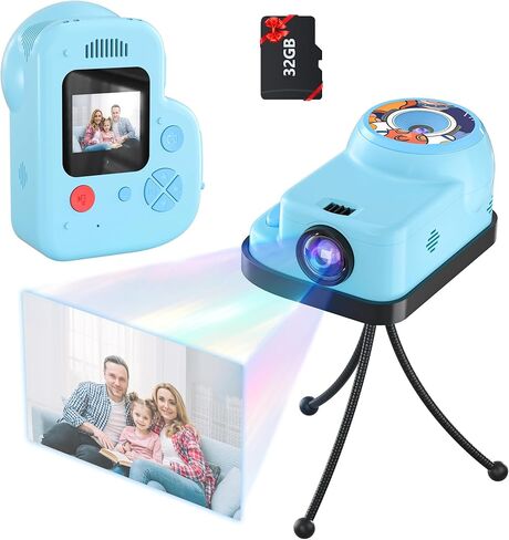 Kids Camera Projector, Kids Projector with Camera, Digital Camera for Kids Projection, Storybook Projector Video Camera Toy for 3-12 Years Old Boys Girls, Christmas Birthday Gift, with 32G SD Card in Kuwait