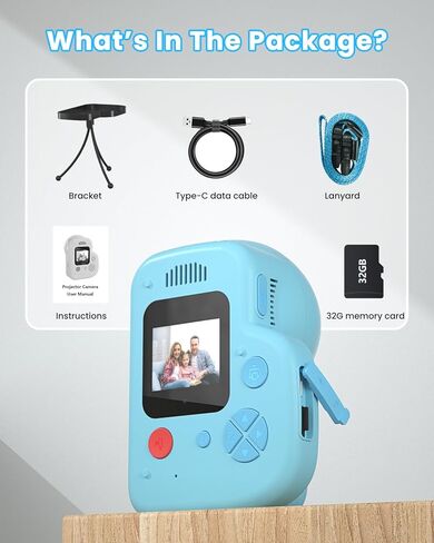 Kids Camera Projector, Kids Projector with Camera, Digital Camera for Kids Projection, Storybook Projector Video Camera Toy for 3-12 Years Old Boys Girls, Christmas Birthday Gift, with 32G SD Card in Kuwait