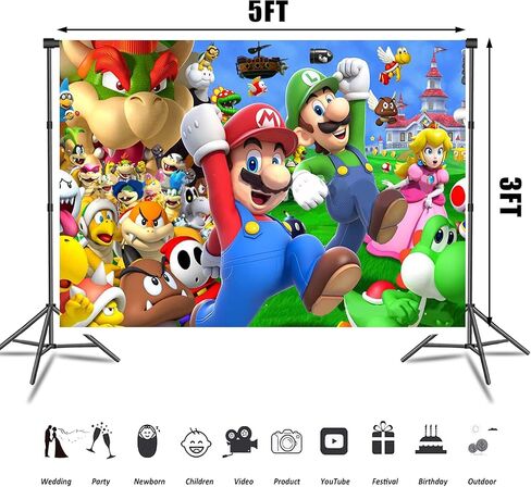 Video Game Backdrop, Video Game Theme Birthday Supplies Decoration, Vinyl Photography Backgrounds for Children Boys Party Supplies - 5x3ft in Kuwait