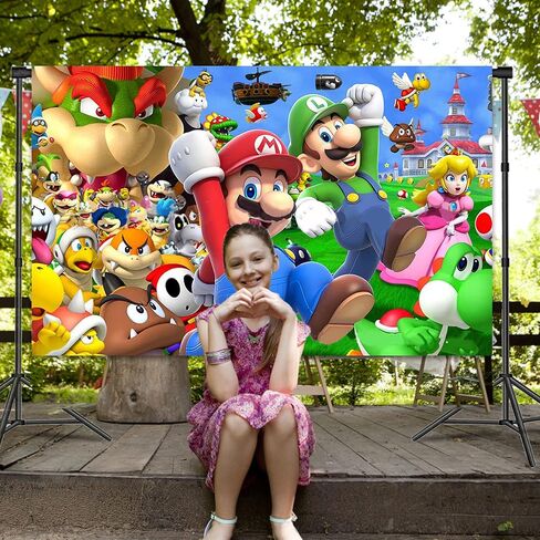 Video Game Backdrop, Video Game Theme Birthday Supplies Decoration, Vinyl Photography Backgrounds for Children Boys Party Supplies - 5x3ft in Kuwait