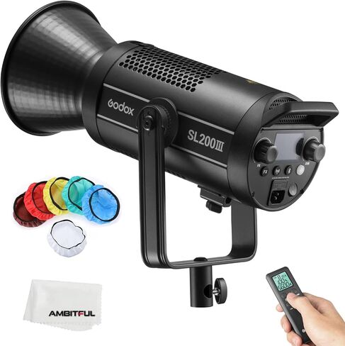 Godox SL200WIII,SL200W III SL-200WIII 215W Bowens Mount CRI 96 TLCI 97 Daylight Balanced Led Video Light,95600lux@1m（Standard Reflective） with 8 Pre-Programmed Lighting Effects Support APP Control in Saudi Arabia