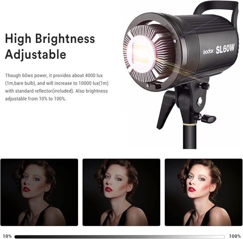 GODOX SL-60W 60W 5600±300K Bowens Mount LED ضوء فيديو مستمر لتسجيل الفيديو وحفلات الزفاف والتصوير في الهواء الطلق in Saudi Arabia