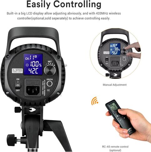 GODOX SL-60W 60W 5600±300K Bowens Mount LED ضوء فيديو مستمر لتسجيل الفيديو وحفلات الزفاف والتصوير في الهواء الطلق in Saudi Arabia