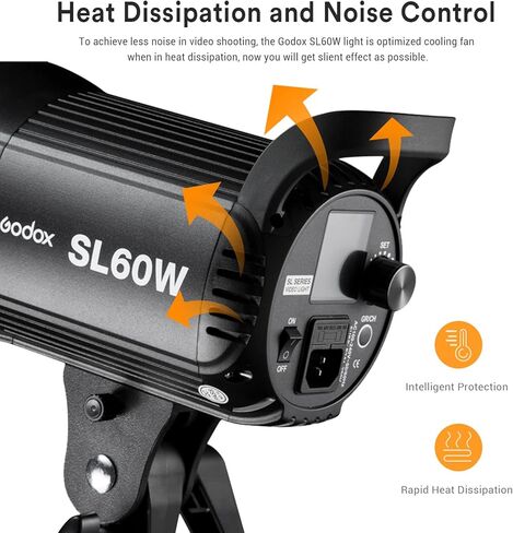 GODOX SL-60W 60W 5600±300K Bowens Mount LED ضوء فيديو مستمر لتسجيل الفيديو وحفلات الزفاف والتصوير في الهواء الطلق in Saudi Arabia