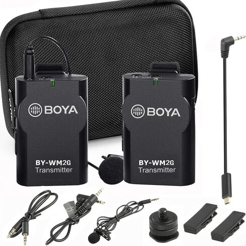 Lavalier Wireless Microphone for Smartphone Camera Vlog, New Version BOYA BY-WM2G Universal Mic with Real-time Monitor for IOS Smartphone Tablet DSLR Sony Camcorder GoPro Audio Recorder PC Audio/Video in Saudi Arabia
