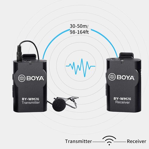 Lavalier Wireless Microphone for Smartphone Camera Vlog, New Version BOYA BY-WM2G Universal Mic with Real-time Monitor for IOS Smartphone Tablet DSLR Sony Camcorder GoPro Audio Recorder PC Audio/Video in Saudi Arabia