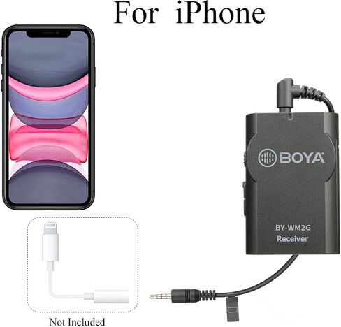 Lavalier Wireless Microphone for Smartphone Camera Vlog, New Version BOYA BY-WM2G Universal Mic with Real-time Monitor for IOS Smartphone Tablet DSLR Sony Camcorder GoPro Audio Recorder PC Audio/Video in Saudi Arabia
