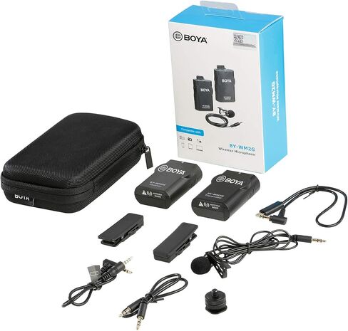 Lavalier Wireless Microphone for Smartphone Camera Vlog, New Version BOYA BY-WM2G Universal Mic with Real-time Monitor for IOS Smartphone Tablet DSLR Sony Camcorder GoPro Audio Recorder PC Audio/Video in Saudi Arabia