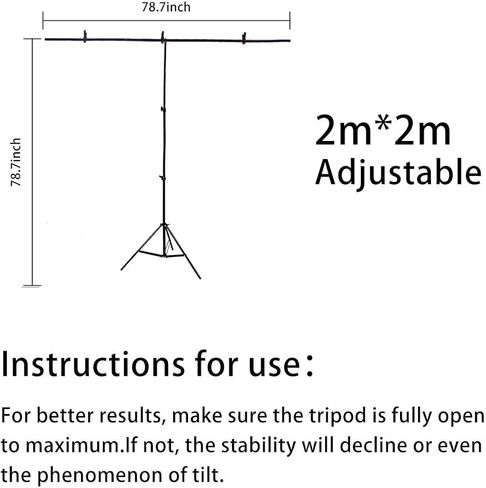 فموجين مجموعة حامل خلفية من خليط معدني من الالومنيوم على شكل حرف T، 6.56×6.50 قدم (2 متر × 2 متر)، حامل خلفية للتصوير الفوتوغرافي محمول قابل للتعديل (مع 3 مشابك زنبركية) PQ001 in Kuwait
