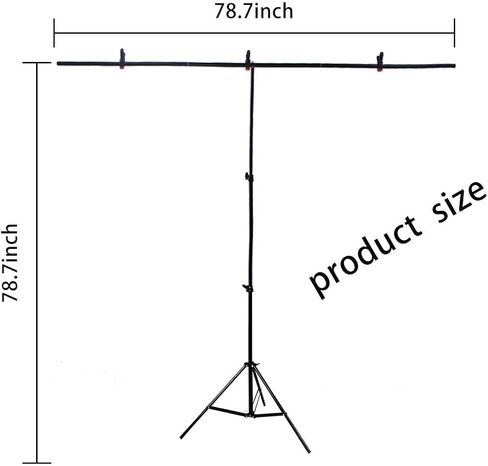 فموجين مجموعة حامل خلفية من خليط معدني من الالومنيوم على شكل حرف T، 6.56×6.50 قدم (2 متر × 2 متر)، حامل خلفية للتصوير الفوتوغرافي محمول قابل للتعديل (مع 3 مشابك زنبركية) PQ001 in Kuwait