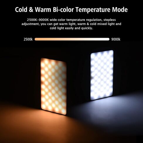 Andoer W140 RGB LED Video Light Kit Pocket Video Conference Lighting CRI95+ 2500K-9000K Dimmable 20 Lighting Effects with Desktop Tripod Ballhead Phone Holder Computer Clip Cold Shoe Adapter in Saudi Arabia