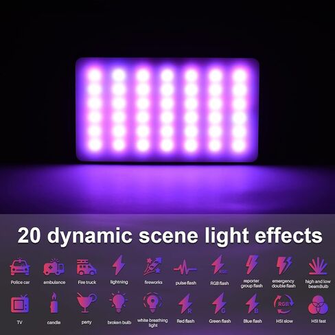 Andoer W140 RGB LED Video Light Kit Pocket Video Conference Lighting CRI95+ 2500K-9000K Dimmable 20 Lighting Effects with Desktop Tripod Ballhead Phone Holder Computer Clip Cold Shoe Adapter in Saudi Arabia