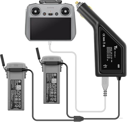 محول شاحن سيارة يعمل بالبطارية 3 في 1 لبطارية DJI Air 3 وجهاز التحكم عن بعد، شاحن سيارة سريع الشحن لـ Mavic Air 3 in Kuwait