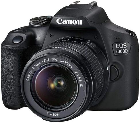 Canon EOS 2000D (Rebel T7) DSLR Camera w/Canon EF-S 18-55mm F/3.5-5.6 Zoom Lens + Case + 128GB Memory (28pc Bundle) (Renewed) Black in Saudi Arabia