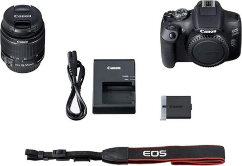 Canon EOS 2000D (Rebel T7) DSLR Camera w/Canon EF-S 18-55mm F/3.5-5.6 Zoom Lens + Case + 128GB Memory (28pc Bundle) (Renewed) Black in Saudi Arabia