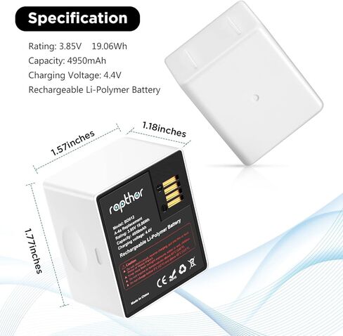 بطاريات بديلة مطورة من Rapthor بقدرة 4950 مللي أمبير في الساعة، متوافقة مع كاميرات Arlo Pro 4 / Pro 3 /Ultra/Ultra 2 / Pro 5S 2K، عبوتان 3.85 فولت 19.06 وات في الساعة عمر بطارية طويل الأمد قابل لإعادة الشحن وسهل التركيب in Kuwait