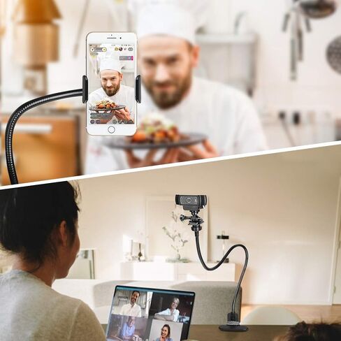 Webcam-Stand-Mount Phone Camera Desk-Clamp-Holder - 27 Inch Flexible Gooseneck Arm Mount Stand for Phone Gopro Hero Webcam C922 C930 C930e C920 Brio 4K C615 C922x C925e C920s C270 C310 in Saudi Arabia