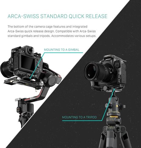 Camera Cage Compatible with Nikon Z8 Lightweight Kit - Black | Mount Accessories | NATO TOP Handle | ARCA Ready | Security Threads | Cable CLAMP| TA-T55-A-B in Saudi Arabia