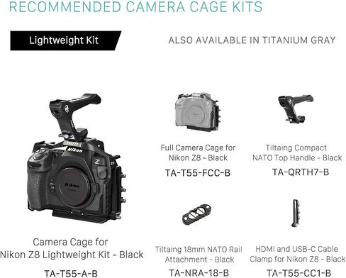 Camera Cage Compatible with Nikon Z8 Lightweight Kit - Black | Mount Accessories | NATO TOP Handle | ARCA Ready | Security Threads | Cable CLAMP| TA-T55-A-B in Saudi Arabia